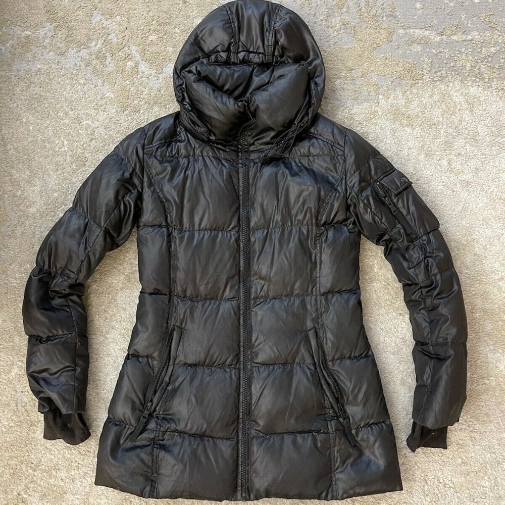 S 13/NYC DUCK DOWN GREEN PARKA HOODED POCKETS COAT JACKET SIZE S